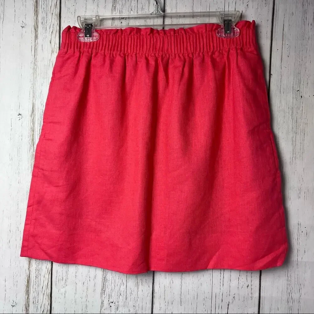 J.CREW Factory Orange Pull On Side Walk Mini Short Skirt Sz 4